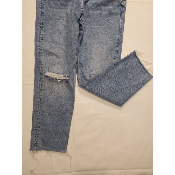 Zara  High Waist Distressed Ripped Frayed Knees and Ankle Jeans Size 10 - Picture 6 of 12
